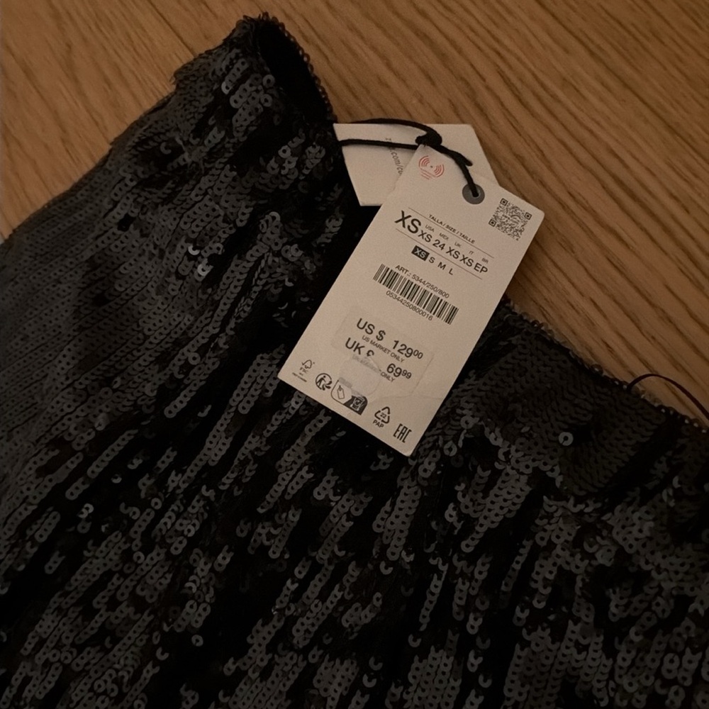 Zara black sequin wide leg pants (size XS) - Picture 2 of 3